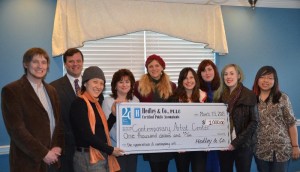 Contemporary Artists Center Presented a $1,000 Check in Hedley & Co. 20th Anniversary Giveaway